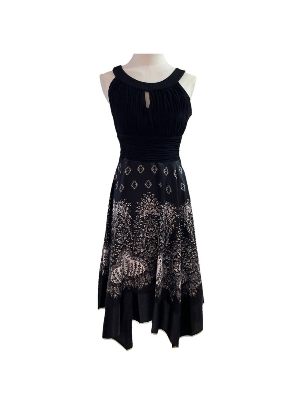 Melrose Babydoll Midi Dress Size 10 Black Handkerchief Hem Whimsigoth Dark Fairy